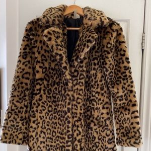 FOREVER 21 faux leopard fur coat